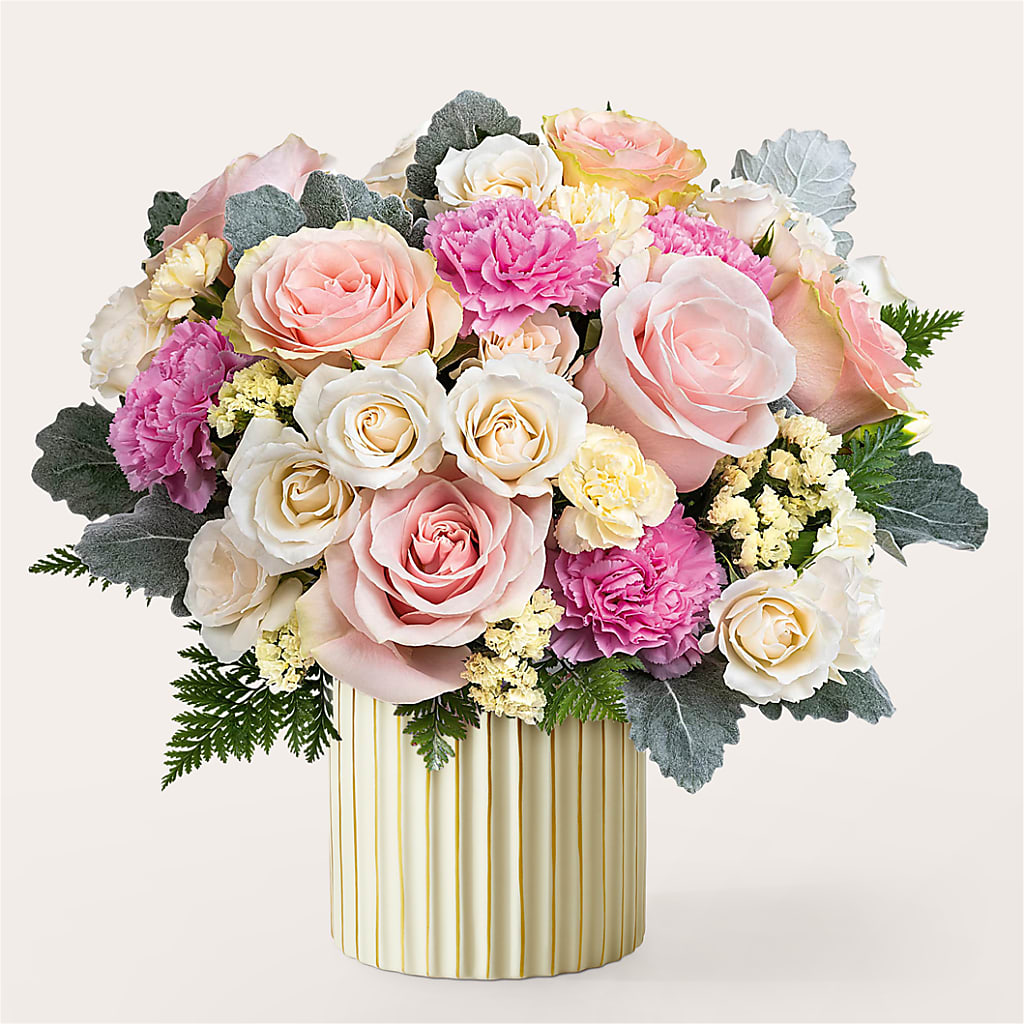 Blissful Moments Bouquet with Ivory Vase – EDDY'S FLOWERS, Norwalk CA