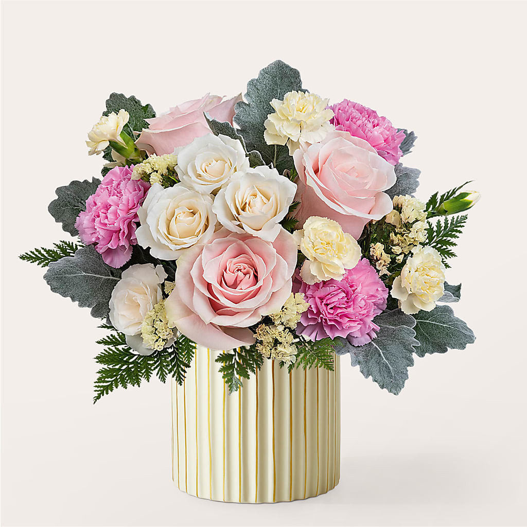 Blissful Moments Bouquet with Ivory Vase – EDDY'S FLOWERS, Norwalk CA