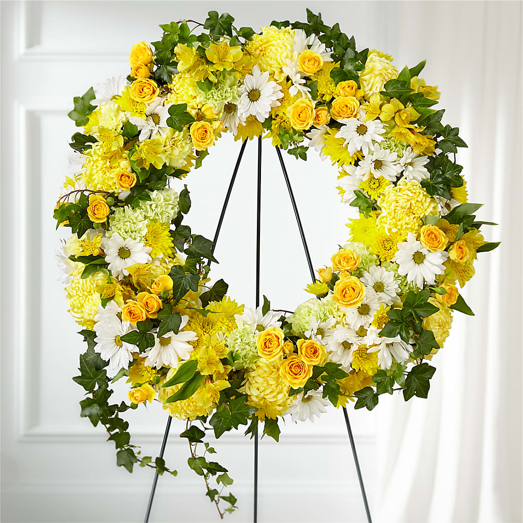 Golden Remembrance Wreath – EDDY'S FLOWERS, Norwalk CA