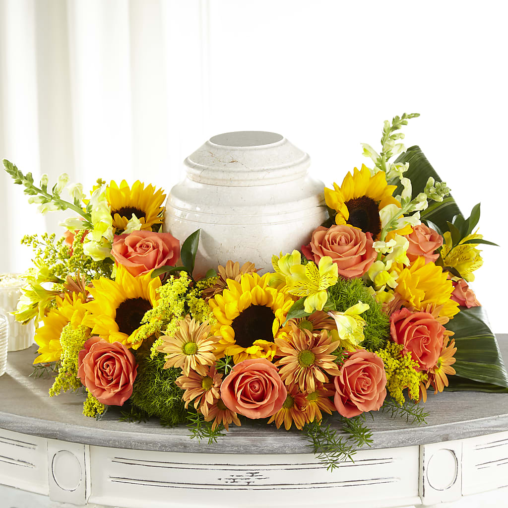 Faithful Sunflower Cremation Adornment – EDDY'S FLOWERS, Norwalk CA