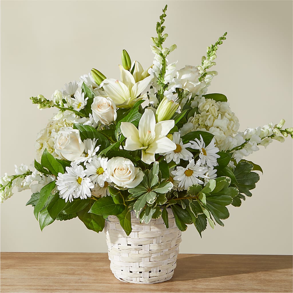 Ivory Elegance Floral Basket – EDDY'S FLOWERS, Norwalk CA