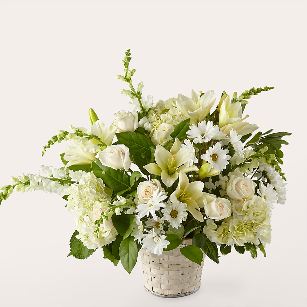 Ivory Elegance Floral Basket – EDDY'S FLOWERS, Norwalk CA