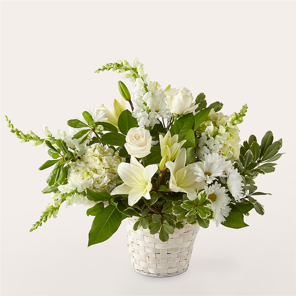 Ivory Elegance Floral Basket – EDDY'S FLOWERS, Norwalk CA