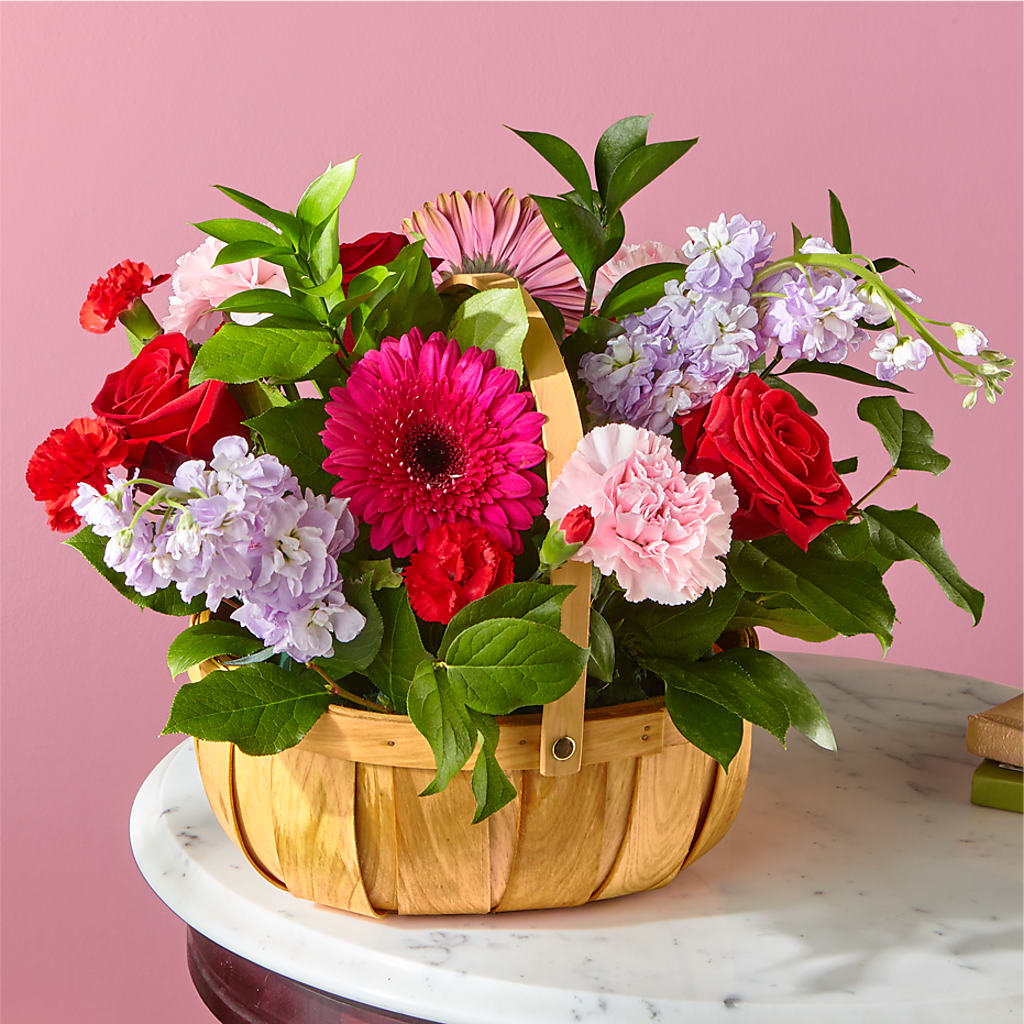 Pink Picnic Basket – EDDY'S FLOWERS, Norwalk CA
