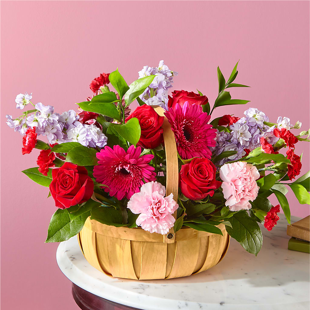 Pink Picnic Basket – EDDY'S FLOWERS, Norwalk CA