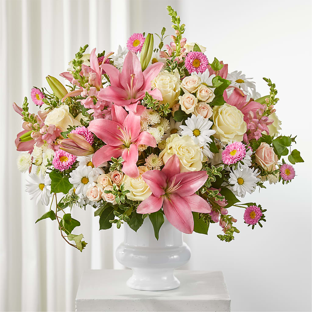 Empathetic Blooms Urn Arrangement – EDDY'S FLOWERS, Norwalk CA