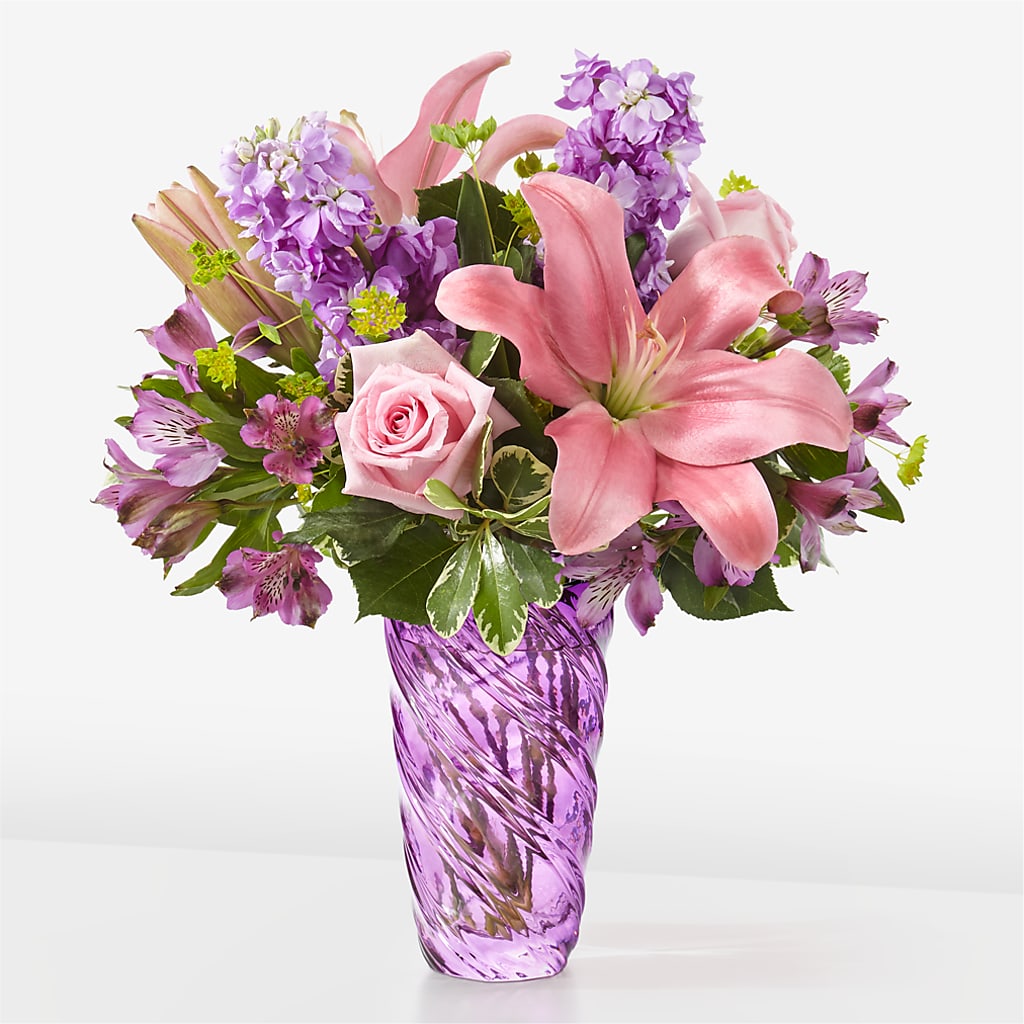 Precious Petals Bouquet with Luxe Swirl Vase – EDDY'S FLOWERS, Norwalk CA