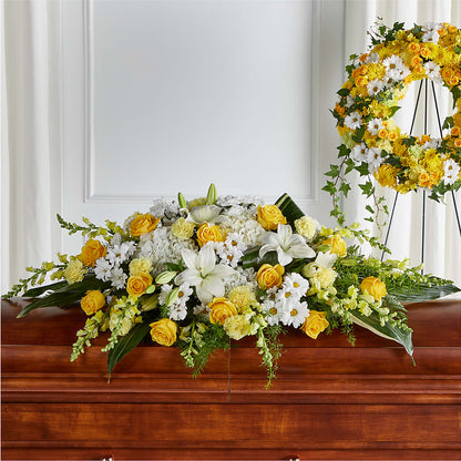 Golden Harmony Casket Spray – EDDY'S FLOWERS, Norwalk CA