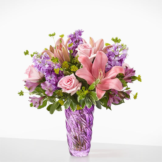 Precious Petals Bouquet with Luxe Swirl Vase – EDDY'S FLOWERS, Norwalk CA