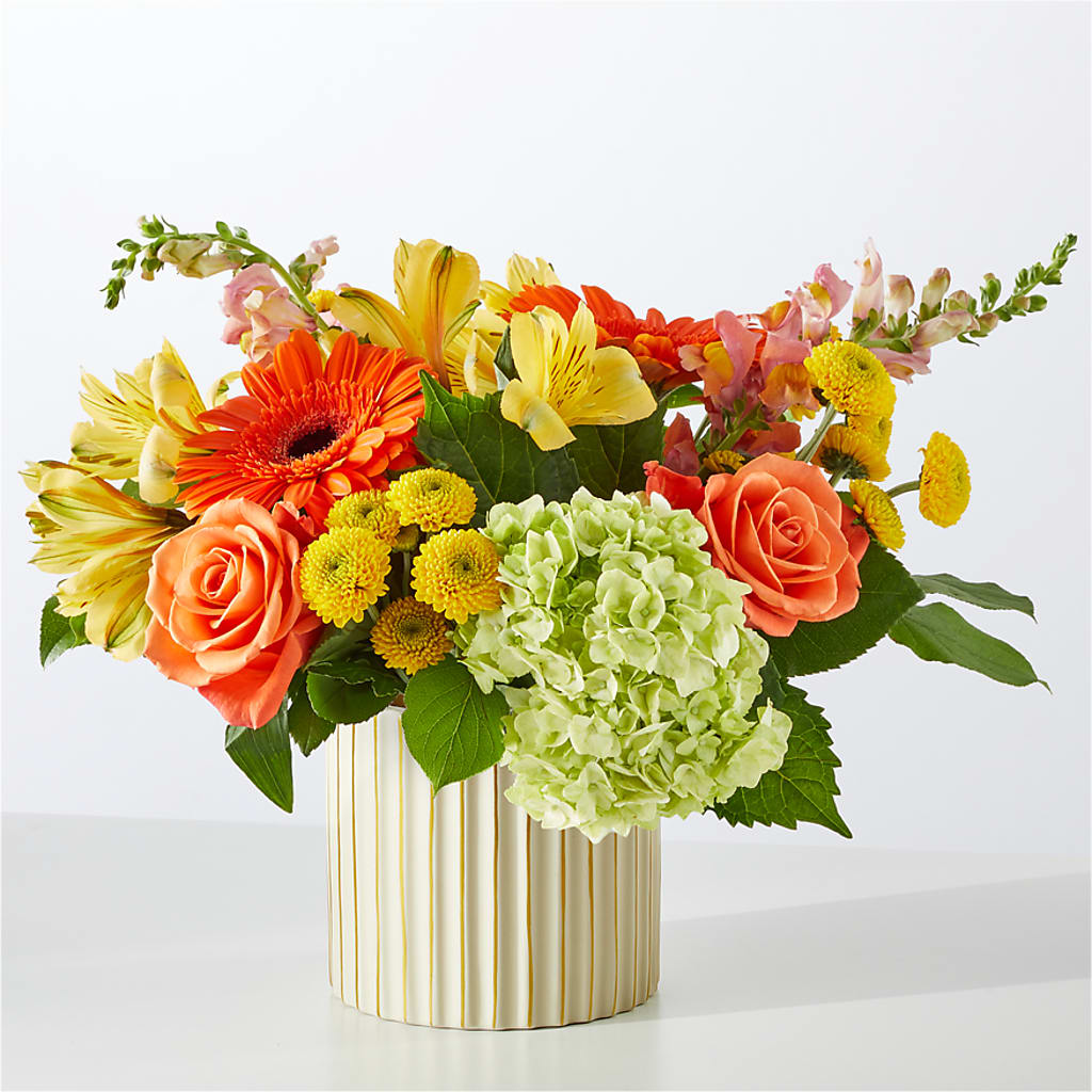 Autumn Sunshine Bouquet with Ivory Vase – EDDY'S FLOWERS, Norwalk CA