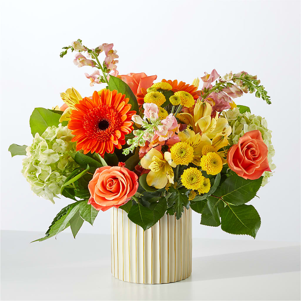 Autumn Sunshine Bouquet with Ivory Vase – EDDY'S FLOWERS, Norwalk CA