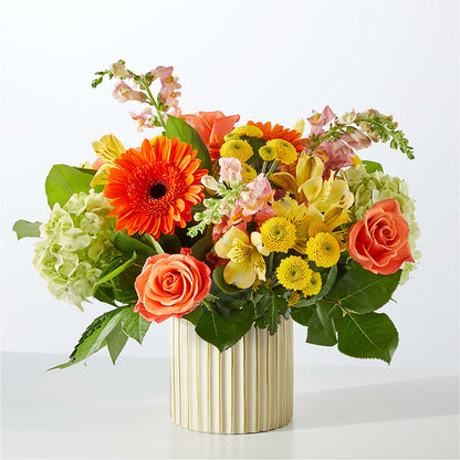 Autumn Sunshine Bouquet with Ivory Vase – EDDY'S FLOWERS, Norwalk CA