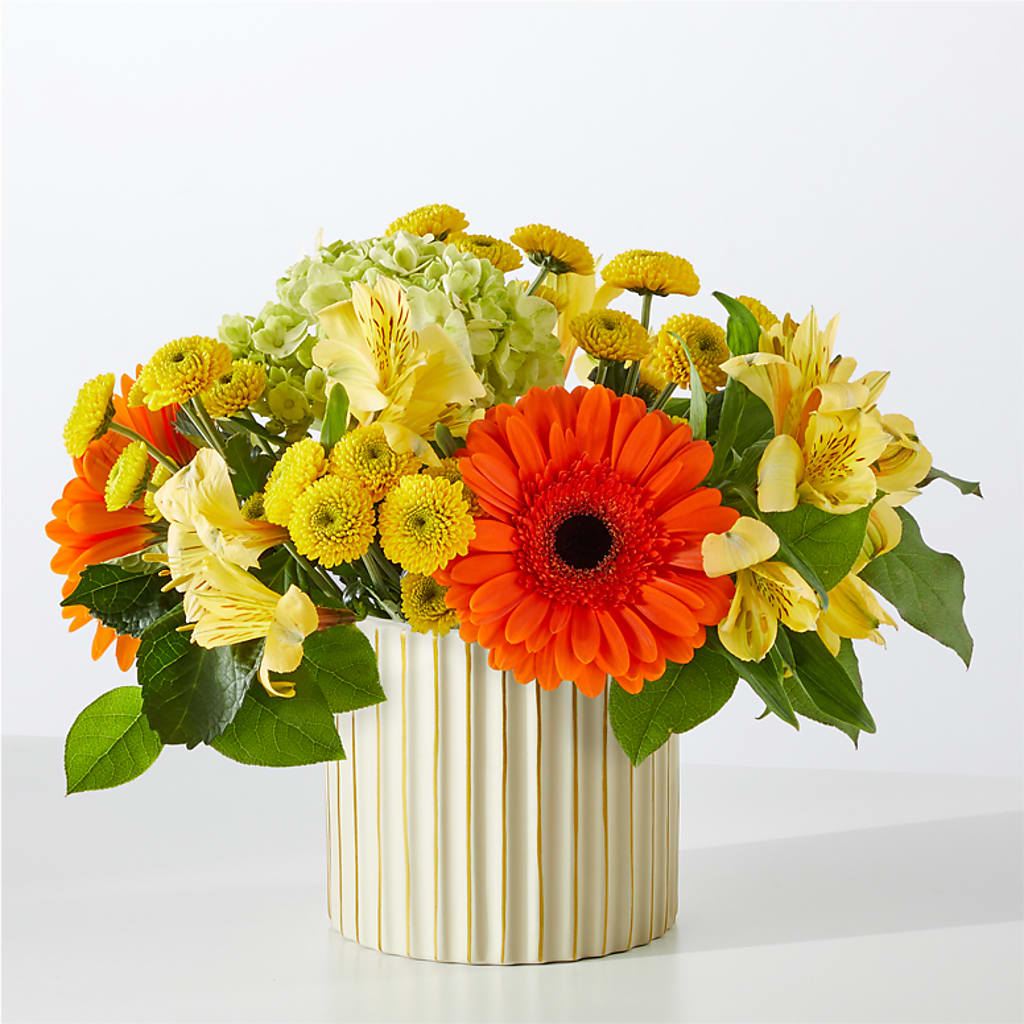 Autumn Sunshine Bouquet with Ivory Vase – EDDY'S FLOWERS, Norwalk CA