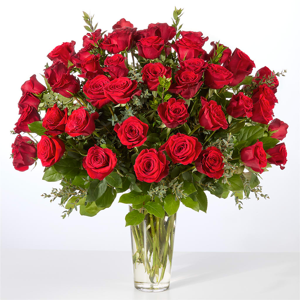 Forever Yours Fifty Stem Red Rose Bouquet – EDDY'S FLOWERS, Norwalk CA